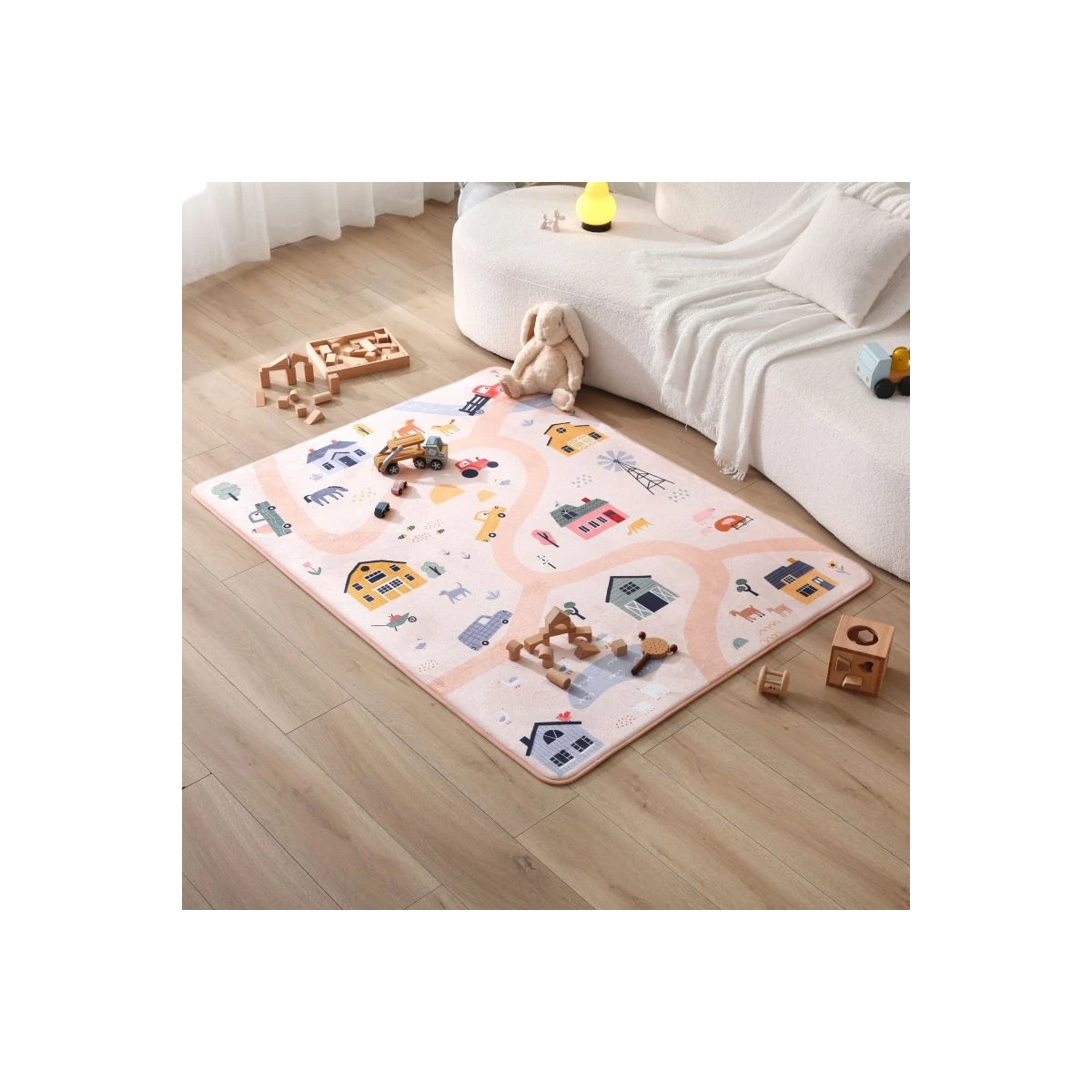 HAKUNA MATTE Mata piankowa dla dzieci Dywan do pokoju dziecięcego Coral Velvet z pianką memory 160 x 120 cm Farma | Pan Piksel