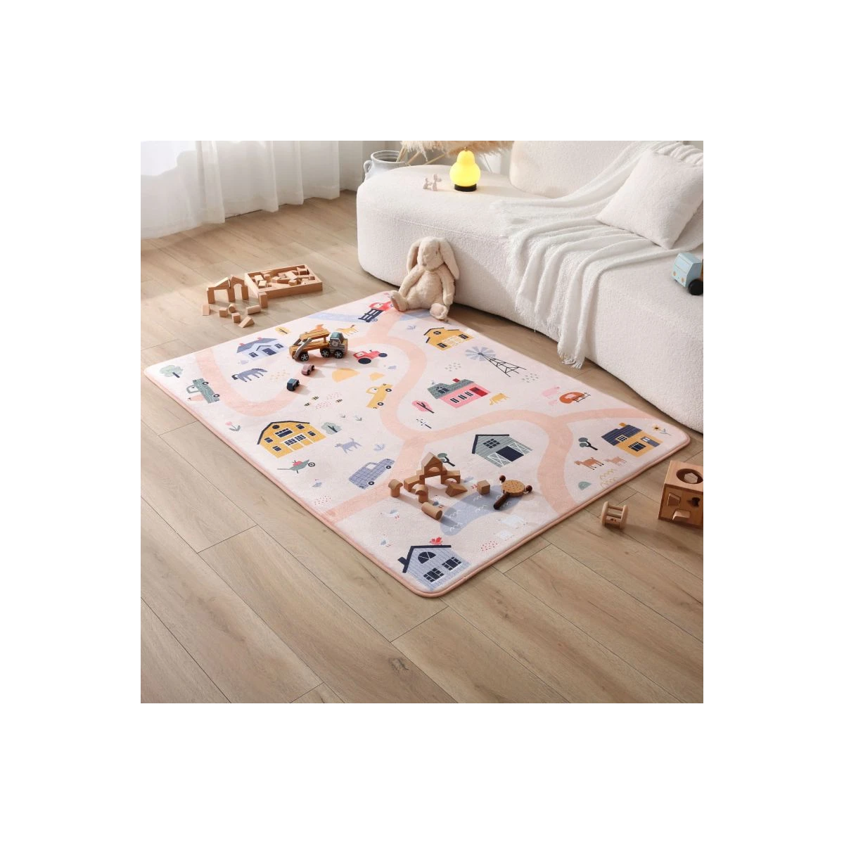 HAKUNA MATTE Mata piankowa dla dzieci Dywan do pokoju dziecięcego Coral Velvet z pianką memory 160 x 120 cm Farma | Pan Piksel
