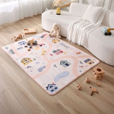 HAKUNA MATTE Mata piankowa dla dzieci Dywan do pokoju dziecięcego Coral Velvet z pianką memory 160 x 120 cm Farma | Pan Piksel