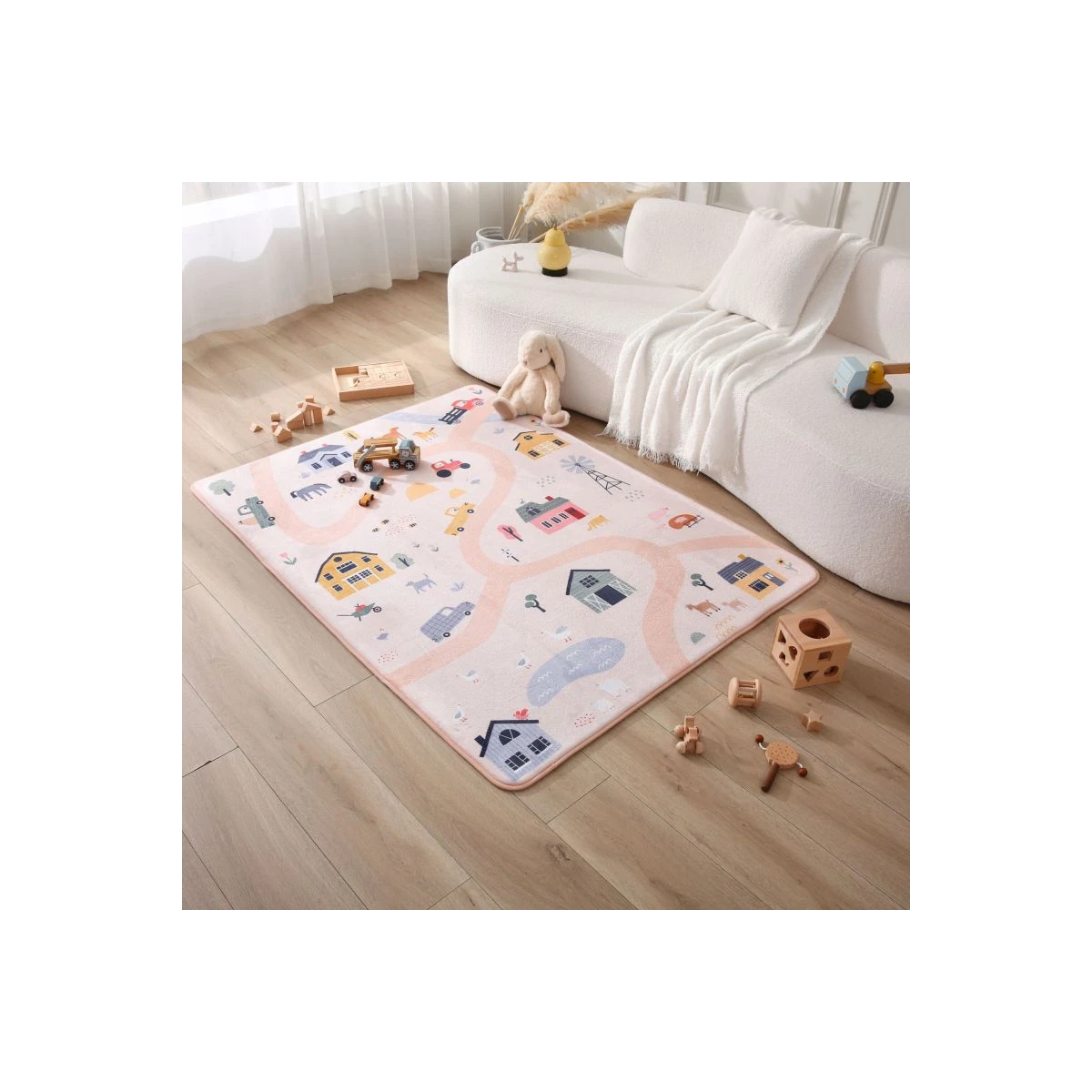 HAKUNA MATTE Mata piankowa dla dzieci Dywan do pokoju dziecięcego Coral Velvet z pianką memory 160 x 120 cm Farma | Pan Piksel