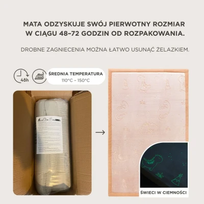 HAKUNA MATTE Mata piankowa świecąca w ciemności Dywan do pokoju dziecięcego Cloud Play Mat 170 x 120 cm Dinozaury | Pan Piksel