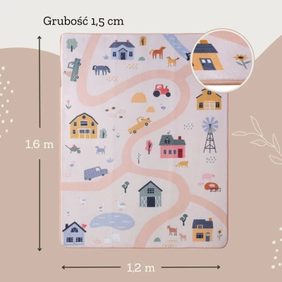 HAKUNA MATTE Mata piankowa dla dzieci Dywan do pokoju dziecięcego Coral Velvet z pianką memory 160 x 120 cm Farma | Pan Piksel