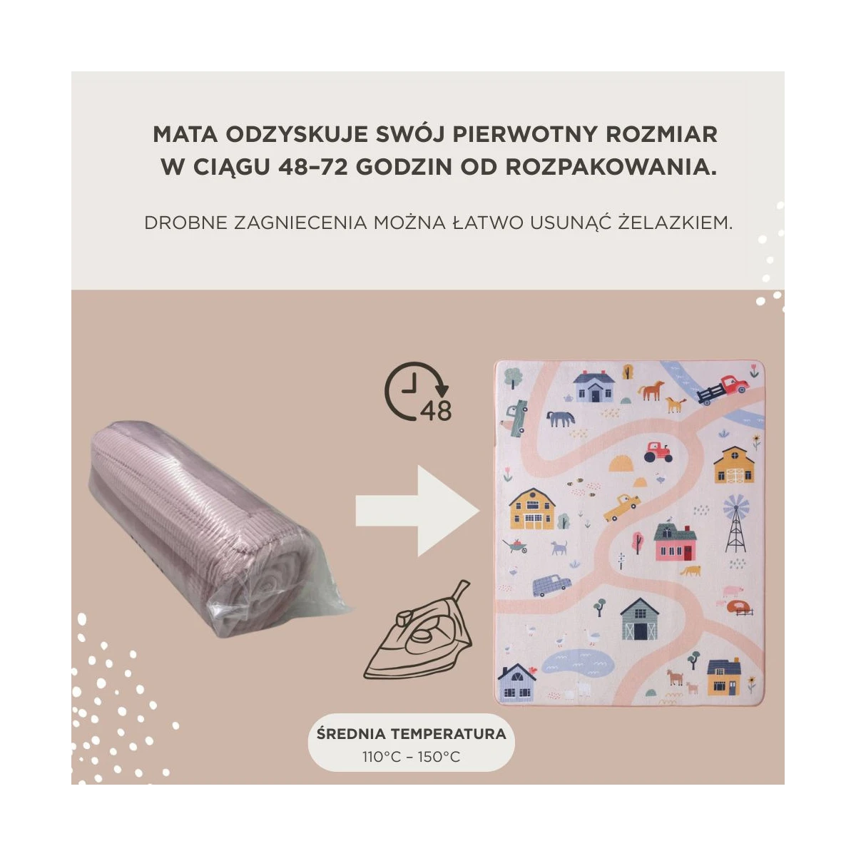 HAKUNA MATTE Mata piankowa dla dzieci Dywan do pokoju dziecięcego Coral Velvet z pianką memory 160 x 120 cm Farma | Pan Piksel