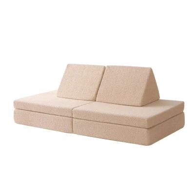 HAKUNA MATTE Sofa do pokoju dziecięcego Kanapa do zabawy Kids Play Couch 150 x 66 x 52.5 cm Beżowa | Pan Piksel