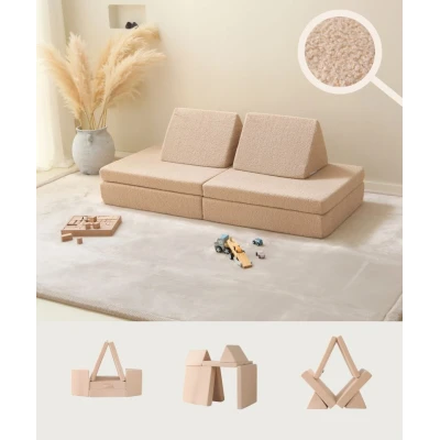 HAKUNA MATTE Sofa do pokoju dziecięcego Kanapa do zabawy Kids Play Couch 150 x 66 x 52.5 cm Beżowa | Pan Piksel