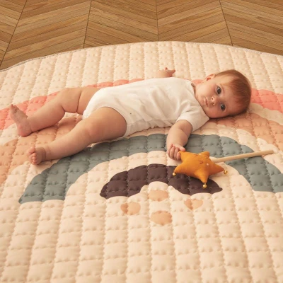 HAKUNA MATTE Pikowana mata do zabawy dla dzieci Okrągły dywan dziecięcy ⌀150 cm Tęcza Boho | Pan Piksel