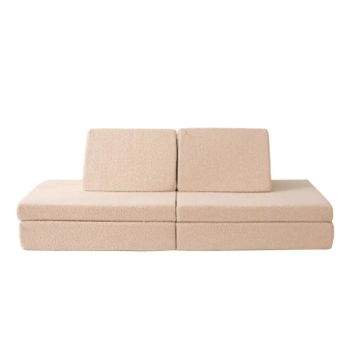 HAKUNA MATTE Sofa do pokoju dziecięcego Kanapa do zabawy Kids Play Couch 150 x 66 x 52.5 cm Beżowa | Pan Piksel