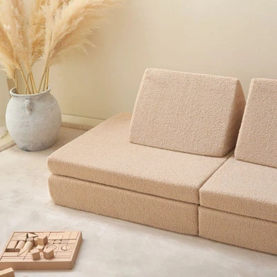 HAKUNA MATTE Sofa do pokoju dziecięcego Kanapa do zabawy Kids Play Couch 150 x 66 x 52.5 cm Beżowa | Pan Piksel