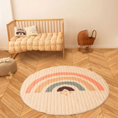 HAKUNA MATTE Pikowana mata do zabawy dla dzieci Okrągły dywan dziecięcy ⌀150 cm Tęcza Boho | Pan Piksel