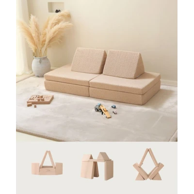 HAKUNA MATTE Sofa do pokoju dziecięcego Kanapa do zabawy Kids Play Couch 150 x 66 x 52.5 cm Beżowa | Pan Piksel