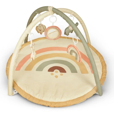 HAKUNA MATTE Mata edukacyjna z zabawkami dla niemowląt Baby Activity Gym 85 cm Tęczowa Dżungla | Pan Piksel