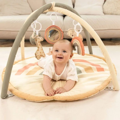 HAKUNA MATTE Mata edukacyjna z zabawkami dla niemowląt Baby Activity Gym 85 cm Tęczowa Dżungla | Pan Piksel