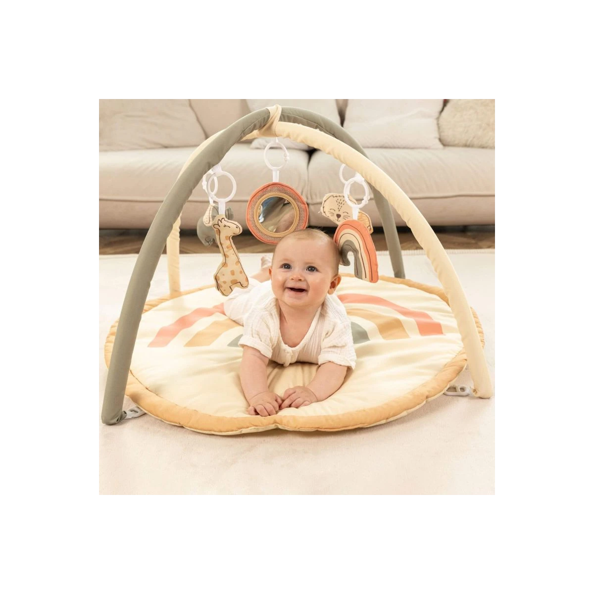 HAKUNA MATTE Mata edukacyjna z zabawkami dla niemowląt Baby Activity Gym 85 cm Tęczowa Dżungla | Pan Piksel