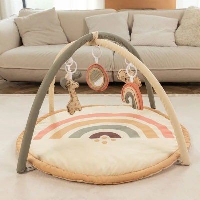 HAKUNA MATTE Mata edukacyjna z zabawkami dla niemowląt Baby Activity Gym 85 cm Tęczowa Dżungla | Pan Piksel