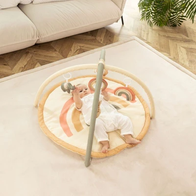 HAKUNA MATTE Mata edukacyjna z zabawkami dla niemowląt Baby Activity Gym 85 cm Tęczowa Dżungla | Pan Piksel