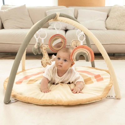 HAKUNA MATTE Mata edukacyjna z zabawkami dla niemowląt Baby Activity Gym 85 cm Tęczowa Dżungla | Pan Piksel