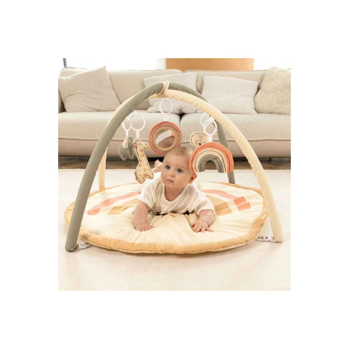 HAKUNA MATTE Mata edukacyjna z zabawkami dla niemowląt Baby Activity Gym 85 cm Tęczowa Dżungla | Pan Piksel