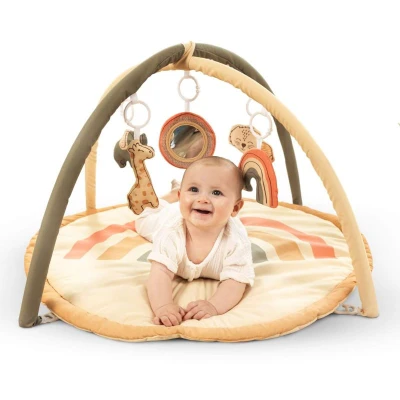HAKUNA MATTE Mata edukacyjna z zabawkami dla niemowląt Baby Activity Gym 85 cm Tęczowa Dżungla | Pan Piksel