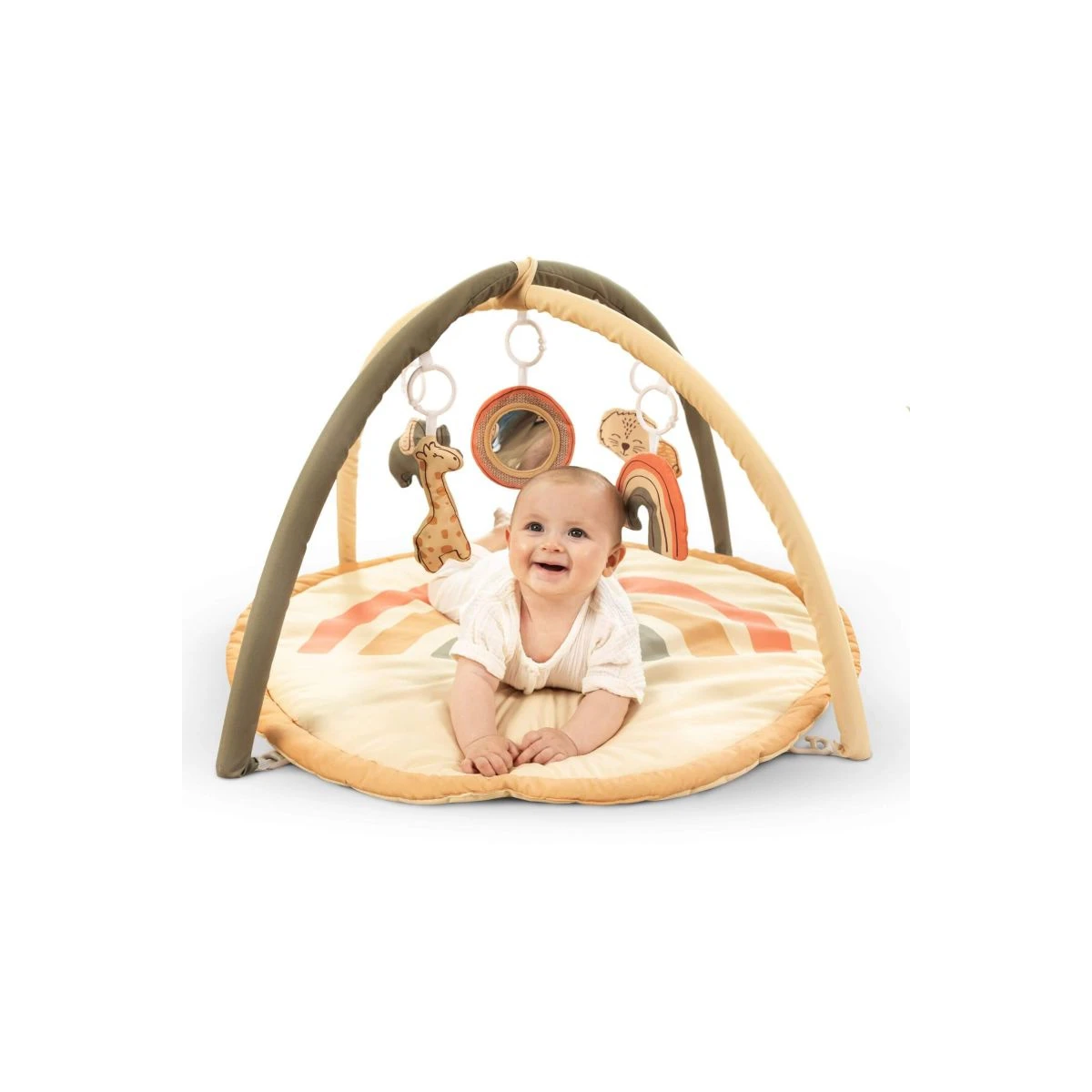 HAKUNA MATTE Mata edukacyjna z zabawkami dla niemowląt Baby Activity Gym 85 cm Tęczowa Dżungla | Pan Piksel