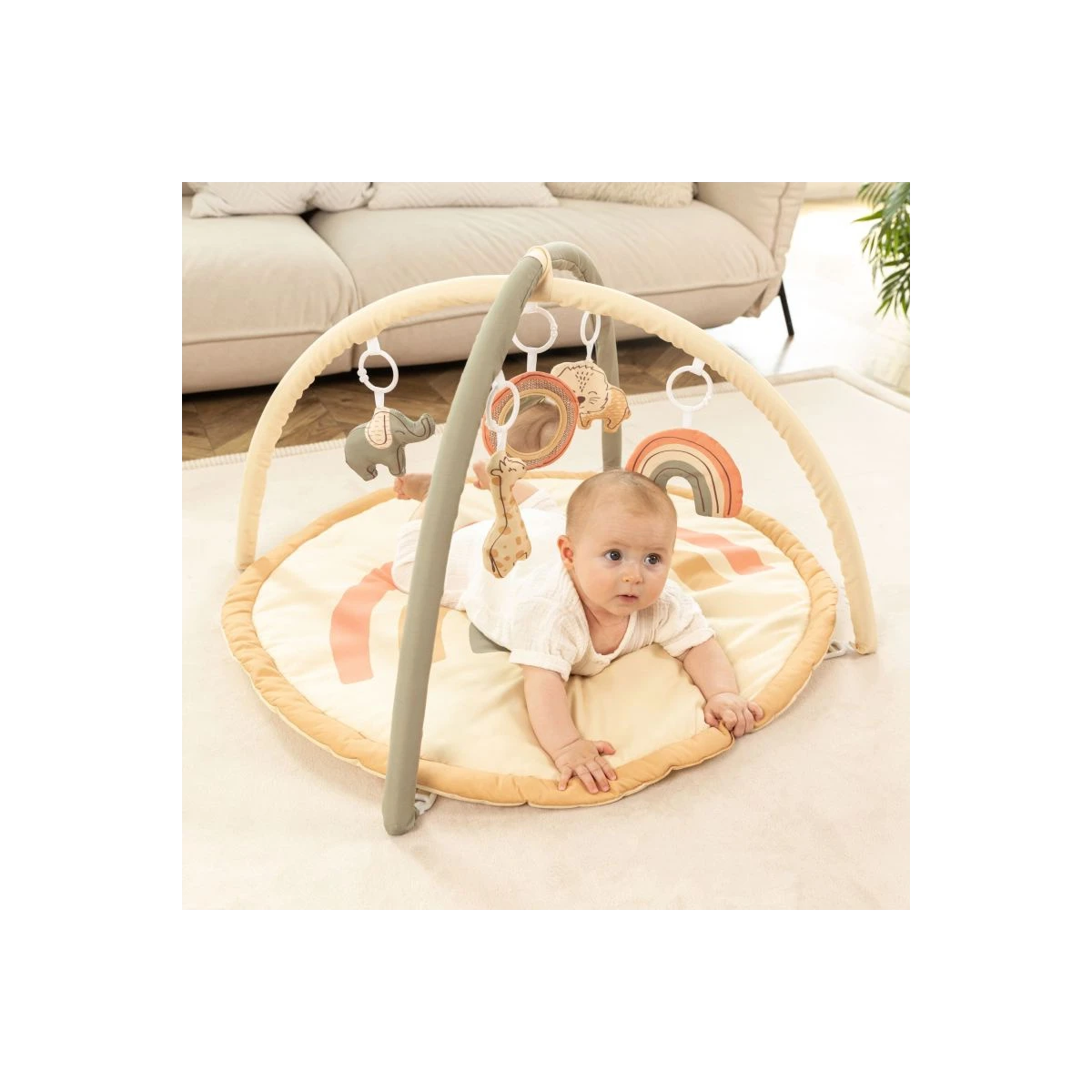 HAKUNA MATTE Mata edukacyjna z zabawkami dla niemowląt Baby Activity Gym 85 cm Tęczowa Dżungla | Pan Piksel
