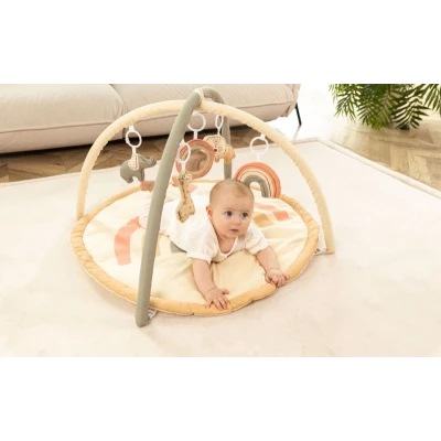 HAKUNA MATTE Mata edukacyjna z zabawkami dla niemowląt Baby Activity Gym 85 cm Tęczowa Dżungla | Pan Piksel