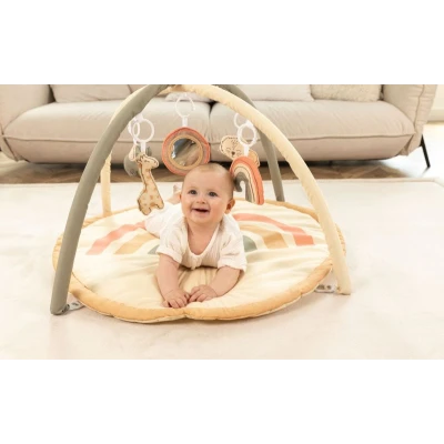 HAKUNA MATTE Mata edukacyjna z zabawkami dla niemowląt Baby Activity Gym 85 cm Tęczowa Dżungla | Pan Piksel