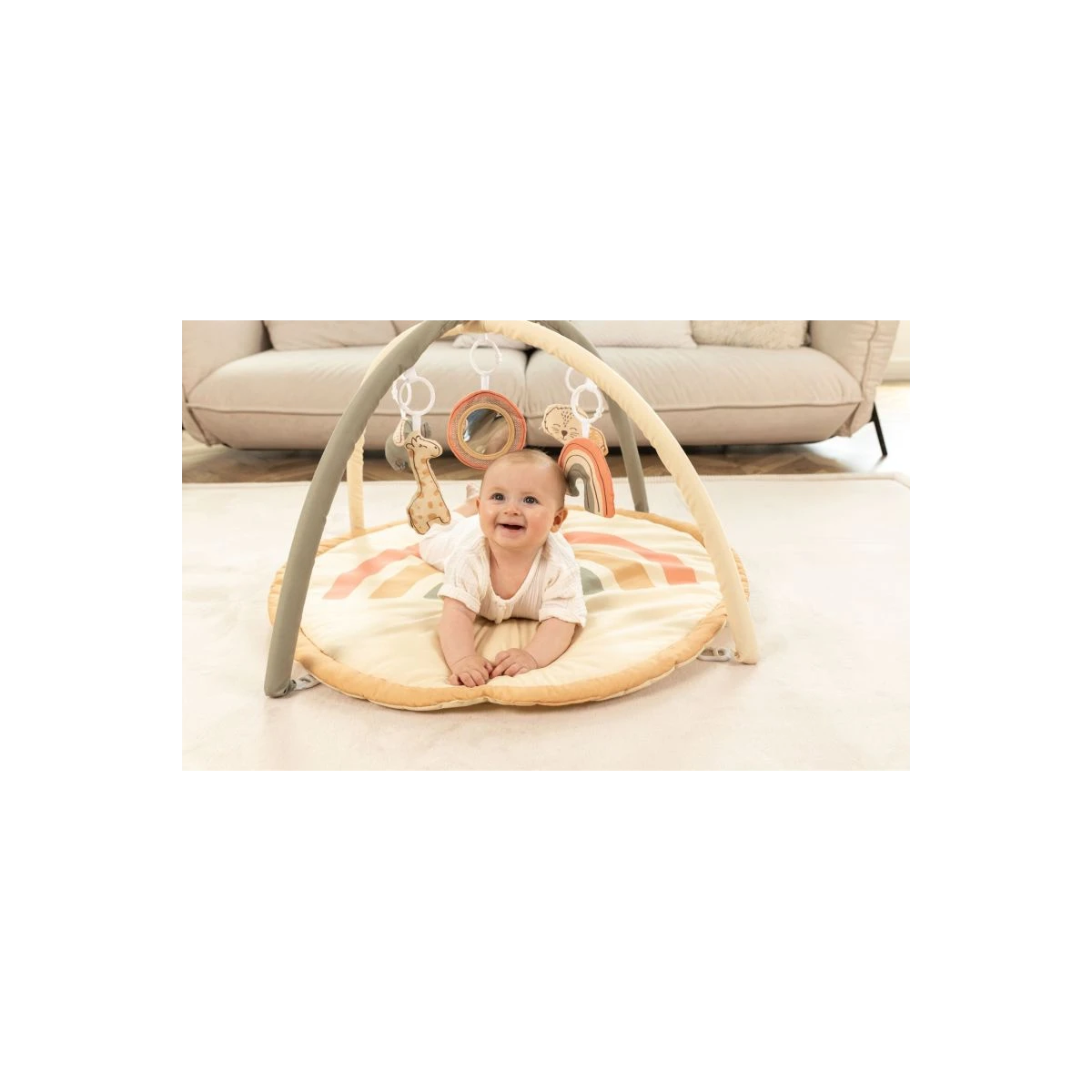 HAKUNA MATTE Mata edukacyjna z zabawkami dla niemowląt Baby Activity Gym 85 cm Tęczowa Dżungla | Pan Piksel