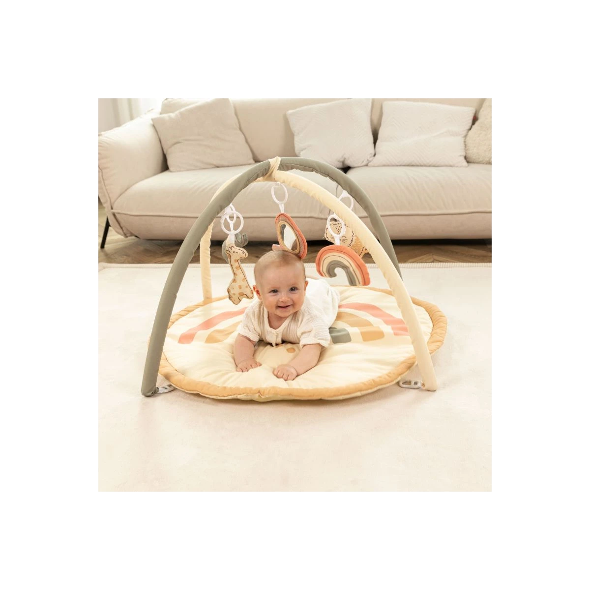HAKUNA MATTE Mata edukacyjna z zabawkami dla niemowląt Baby Activity Gym 85 cm Tęczowa Dżungla | Pan Piksel