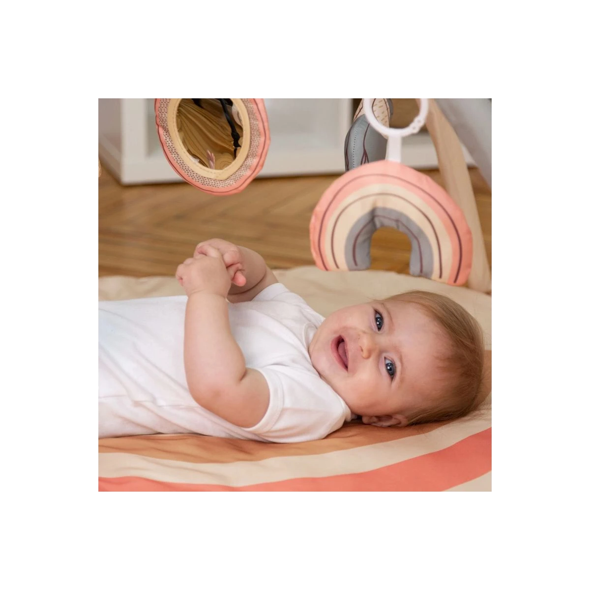 HAKUNA MATTE Mata edukacyjna z zabawkami dla niemowląt Baby Activity Gym 85 cm Tęczowa Dżungla | Pan Piksel
