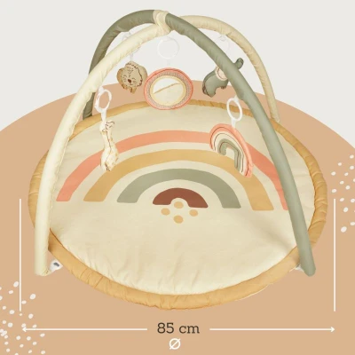 HAKUNA MATTE Mata edukacyjna z zabawkami dla niemowląt Baby Activity Gym 85 cm Tęczowa Dżungla | Pan Piksel