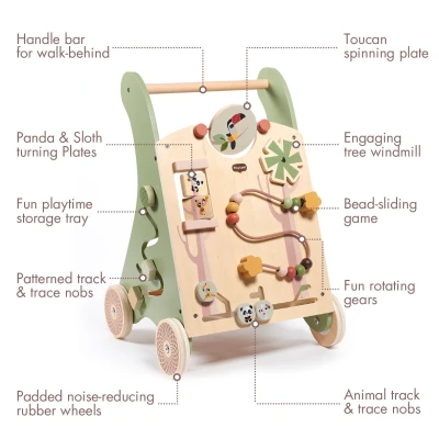 TINY LOVE Drewniany edukacyjny chodzik-pchacz 2w1 Boho Chic | Pan Piksel