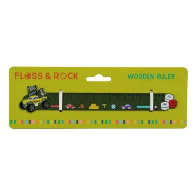 FLOSS & ROCK Drewniana linijka Auta | Pan Piksel