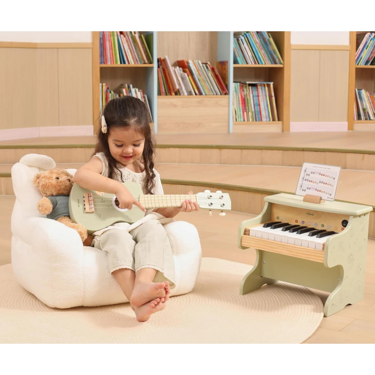 Viga 44274 PolarB Drewniane pianino dla dzieci | Pan Piksel