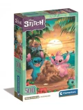 Clementoni Puzzle 500el Compact Stitch. Stitch i Angel na plaży 35547 | Pan Piksel