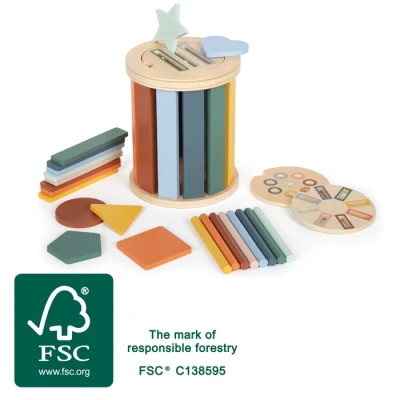 SMALL FOOT Sorter drewniany Montessori z wymiennymi planszami i elementami | Pan Piksel