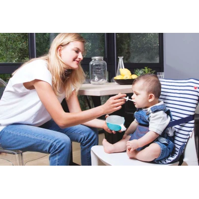 BABY TO LOVE Nakładka na krzesło niebieskie paski | Pan Piksel