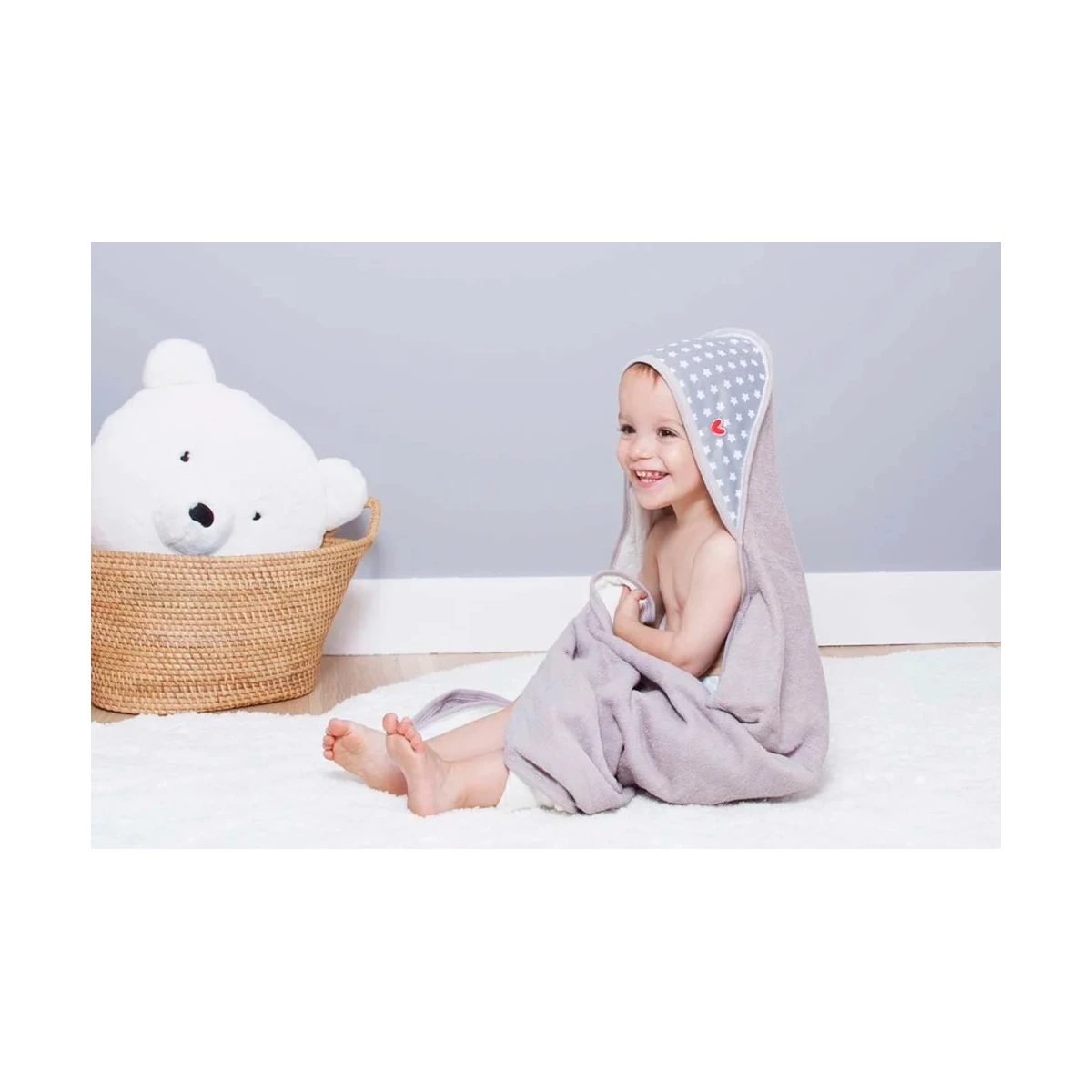 BABY TO LOVE Bambusowy ręcznik dla dziecka białe gwiazdki | Pan Piksel