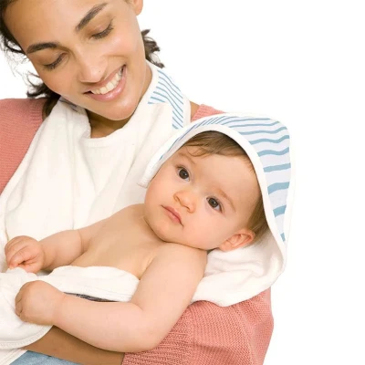 BABY TO LOVE Bambusowy ręcznik dla dziecka niebieskie paski | Pan Piksel