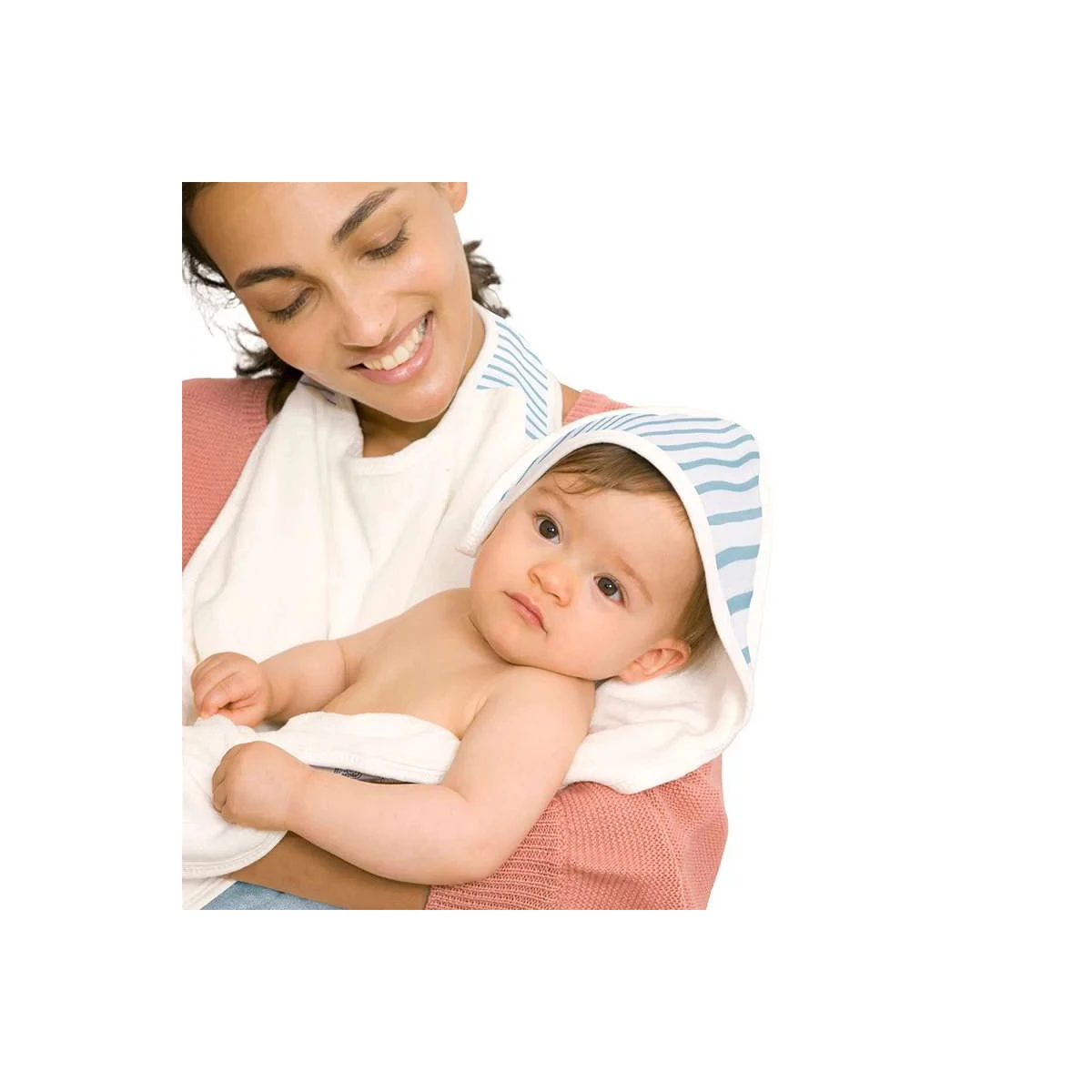 BABY TO LOVE Bambusowy ręcznik dla dziecka niebieskie paski | Pan Piksel