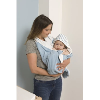 BABY TO LOVE Bambusowy ręcznik dla dziecka niebieskie paski | Pan Piksel
