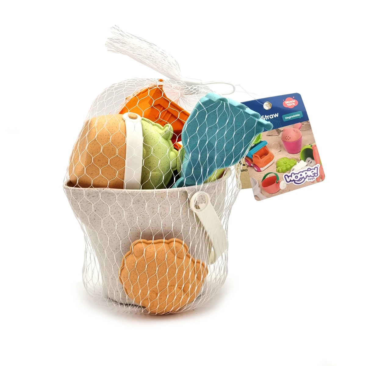 WOOPIE GREEN Zestaw do Piasku + Koparka w Wiaderku 7 el. BIODEGRADOWALNY ORGANICZNY MATERIAŁ | Pan Piksel