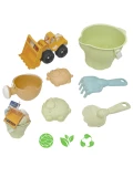 WOOPIE GREEN Zestaw do Piasku + Koparka w Wiaderku 7 el. BIODEGRADOWALNY ORGANICZNY MATERIAŁ | Pan Piksel