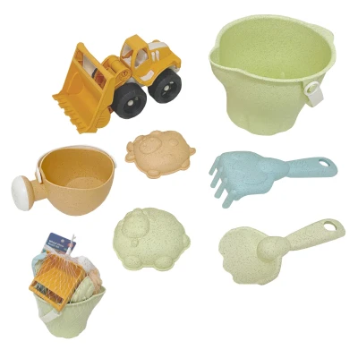 WOOPIE GREEN Zestaw do Piasku + Koparka w Wiaderku 7 el. BIODEGRADOWALNY ORGANICZNY MATERIAŁ | Pan Piksel