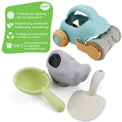 WOOPIE GREEN Zestaw do Piasku z Samochodzikiem 10 el. BIODEGRADOWALNY ORGANICZNY MATERIAŁ | Pan Piksel