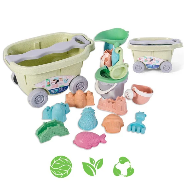 WOOPIE GREEN Zestaw do Piasku z Wózkiem 13 el. BIODEGRADOWALNY ORGANICZNY MATERIAŁ | Pan Piksel