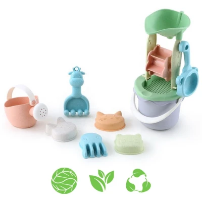 WOOPIE GREEN Zestaw do Piasku w Wiaderku z Kołowrotkiem 9 el. BIODEGRADOWALNY ORGANICZNY MATERIAŁ | Pan Piksel