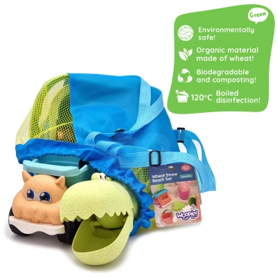 WOOPIE GREEN Zestaw do Piasku z Wiaderkiem i Łopatką Krokodyl w Plecaku 10 el. BIODEGRADOWALNY ORGANICZNY MATERIAŁ | Pan Piksel