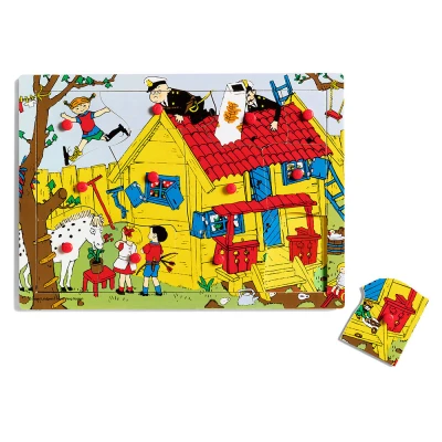 MICKI Drewniana układanka puzzle z uchwytami 12 szt Pippi Langstrumpf zabawka | Pan Piksel