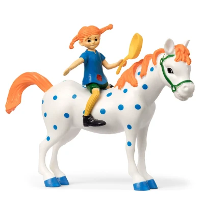 MICKI Figurka Pippi Langstrumpf zestaw z koniem do zabawy zabawka dla dzieci koń | Pan Piksel