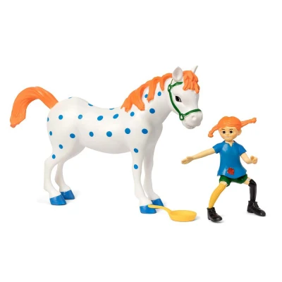 MICKI Figurka Pippi Langstrumpf zestaw z koniem do zabawy zabawka dla dzieci koń | Pan Piksel